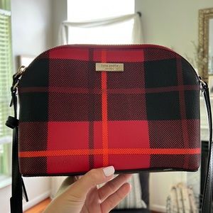 Kate Spade Hanna bright water drive woodland plaid purse